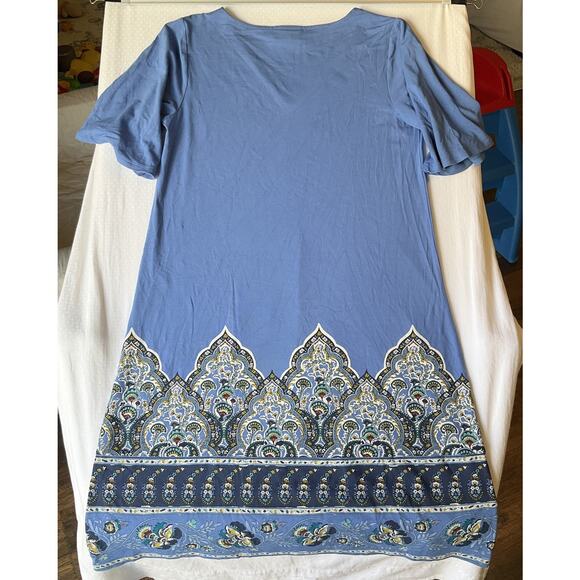 J. Jill Women Dress XS Blue Geometric Shift Wearever Collection Short Sleeve - Picture 9 of 9